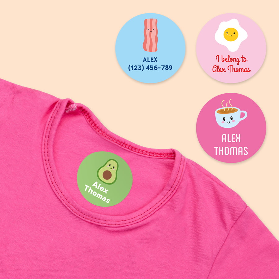 15 Round ironon labels for clothes StickerKid